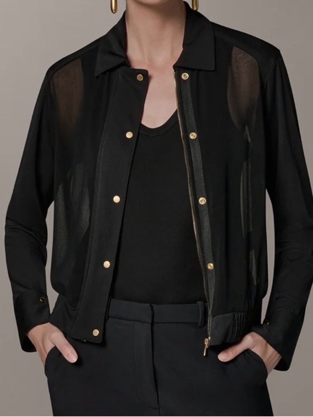 Donna Karan New York
Women's Bomber Mixed Media Zip-Front Jersey Jacket